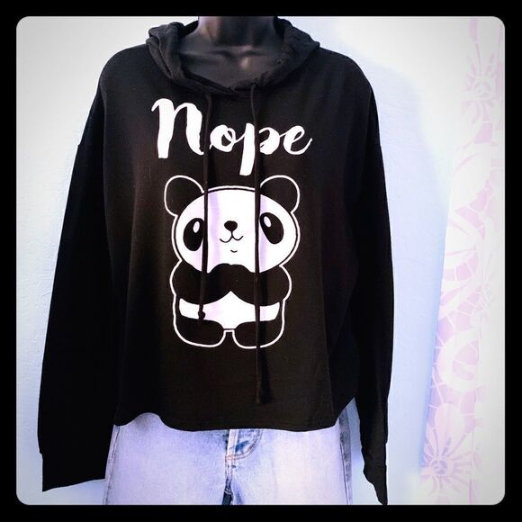 Queen Bees Black & White Panda Pullover Hoodie Sweatshirt Size Small - Picture 1 of 5